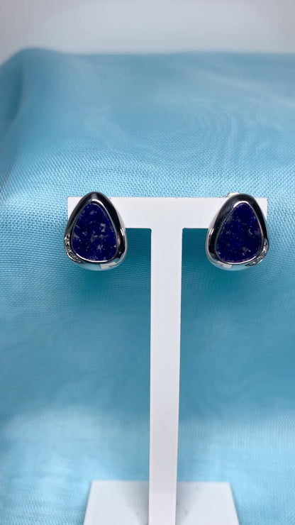 Lapis Lazuli Pear Drop Sterling Silver Stud Earrings