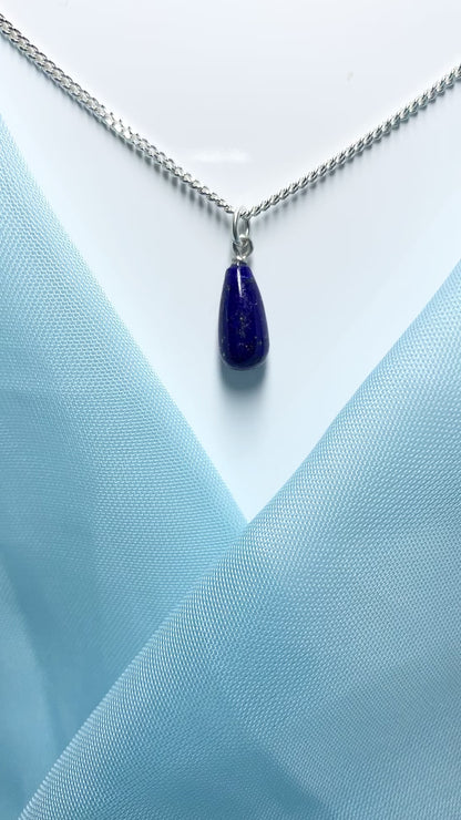 Small Lapis Lazuli Peardrop Sterling Silver Necklace