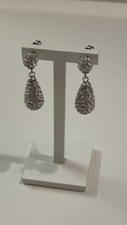 Tresor Paris White Crystal Pear Shaped Drop Earrings