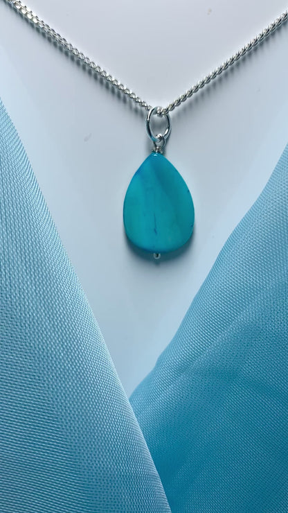 Turquoise Mother of Pearl Balloon Sterling Silver Necklace