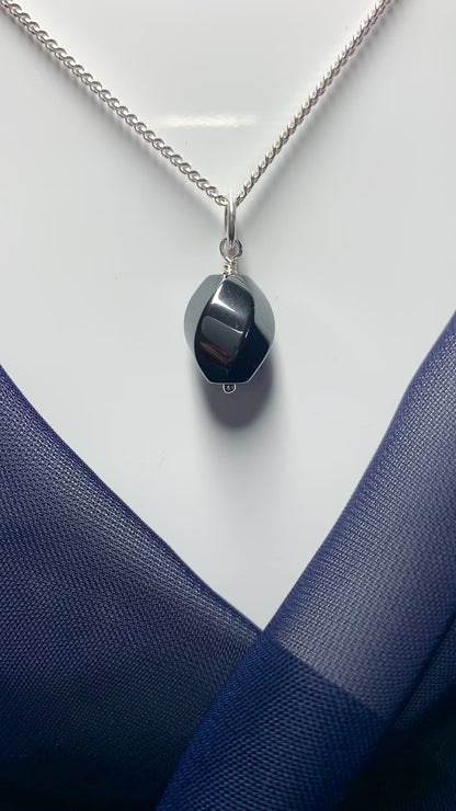 Hematite Oval Sterling Silver Necklace