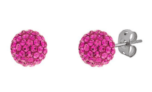 Pink Tresor Paris Crystal Stud Earrings Titanium