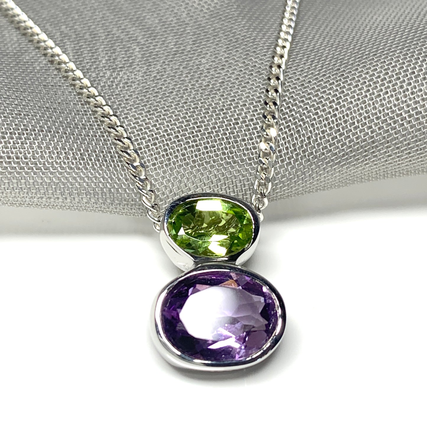 Peridot and amethyst sterling silver necklace