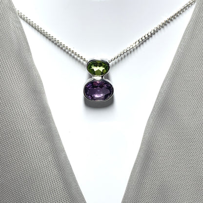 Amethyst and Peridot Sterling Silver Pendant Necklace