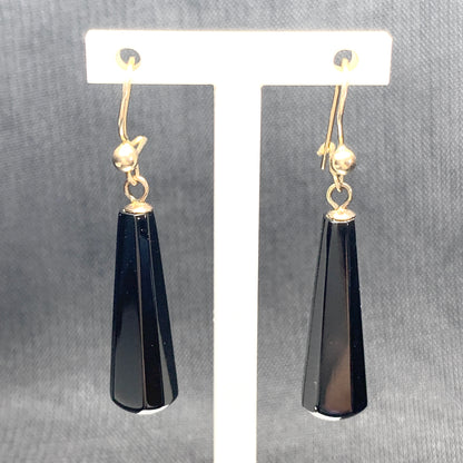 Black Jet Long Teardrop Shaped Drop Earrings