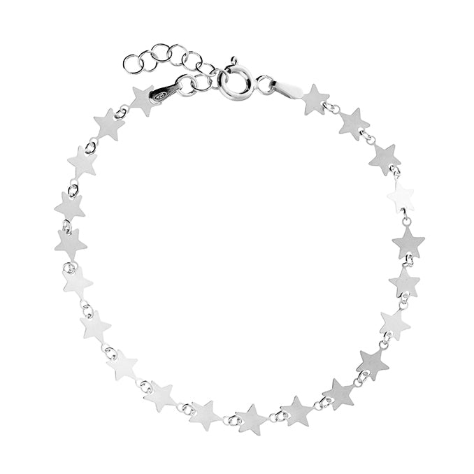Bracelet ladies star link design sterling silver