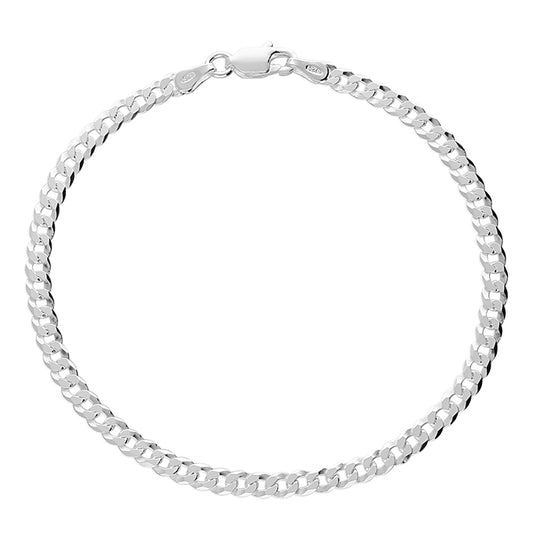 Ladies sterling silver solid curb bracelet
