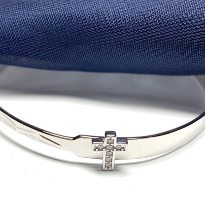 Cubic Zirconia Cross Bangle Sterling Silver