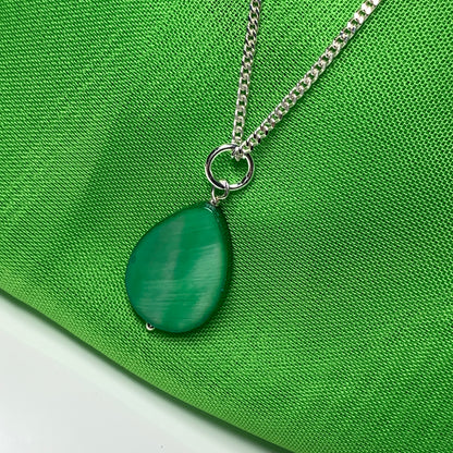 Green Mother of Pearl Balloon Sterling Silver Necklace