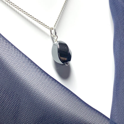 Hematite Oval Sterling Silver Necklace