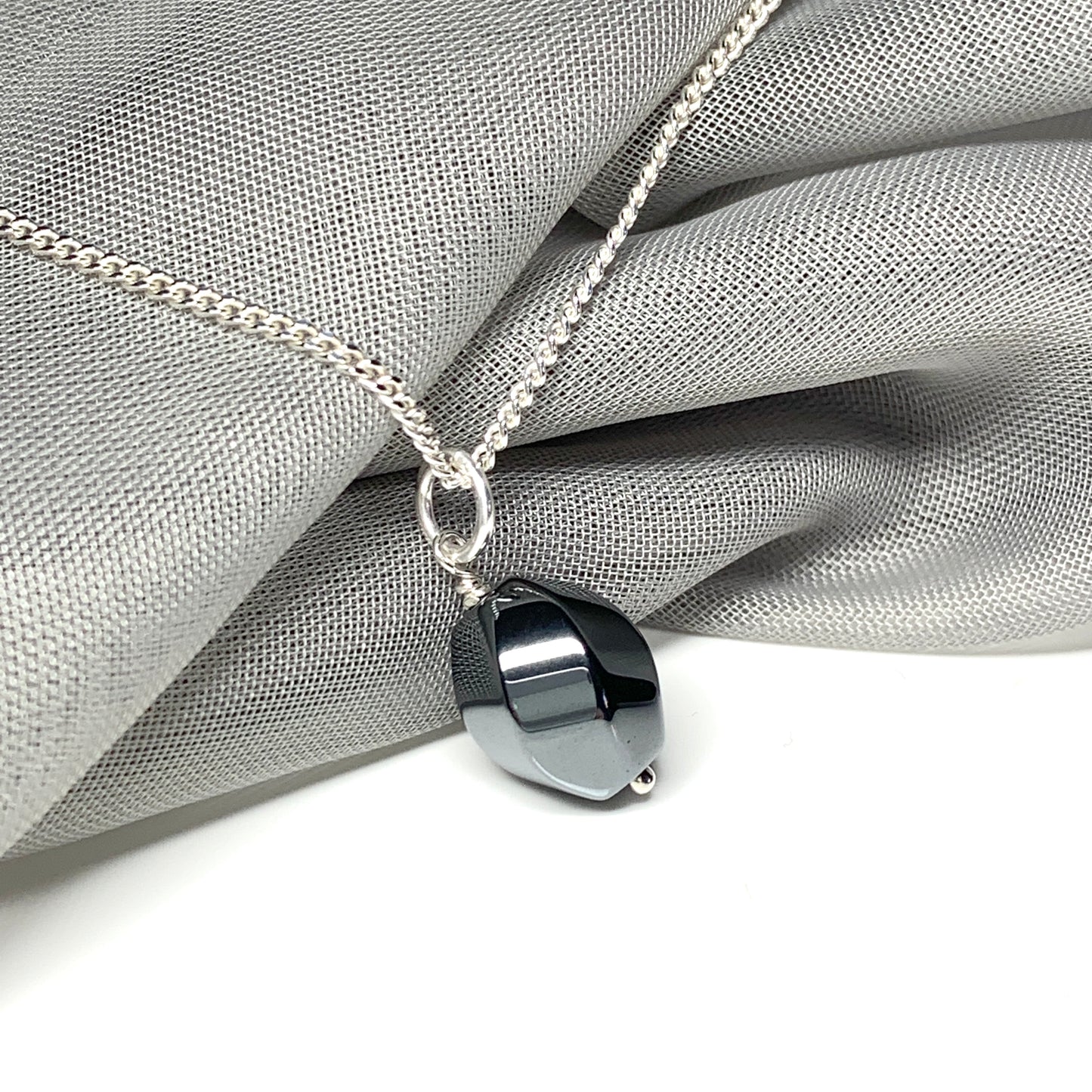 Hematite Oval Sterling Silver Necklace