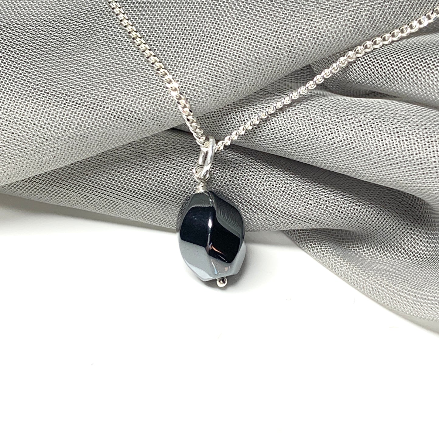 Hematite Oval Sterling Silver Necklace