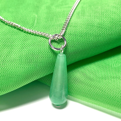 Jade Tear Drop Necklace Pendant Sterling Silver