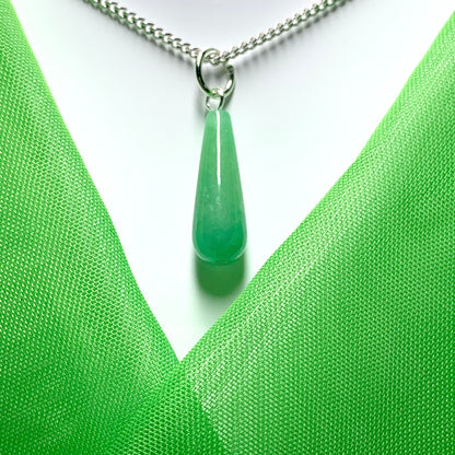 Jade Tear Drop Necklace Pendant Sterling Silver