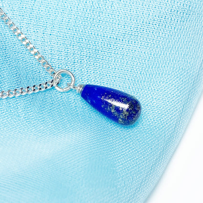 Small Lapis Lazuli Peardrop Sterling Silver Necklace