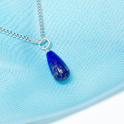 Small Lapis Lazuli Peardrop Sterling Silver Necklace