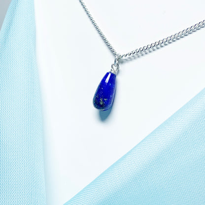 Small Lapis Lazuli Peardrop Sterling Silver Necklace