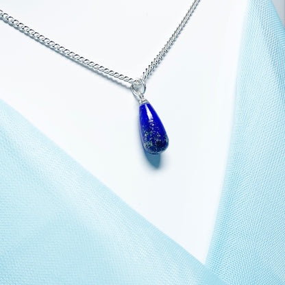 Small Lapis Lazuli Peardrop Sterling Silver Necklace