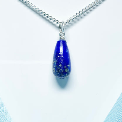 Small Lapis Lazuli Peardrop Sterling Silver Necklace