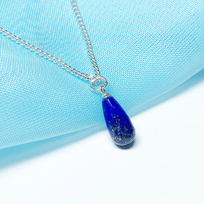 Small Lapis Lazuli Peardrop Sterling Silver Necklace