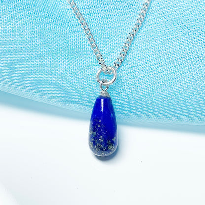 Small Lapis Lazuli Peardrop Sterling Silver Necklace