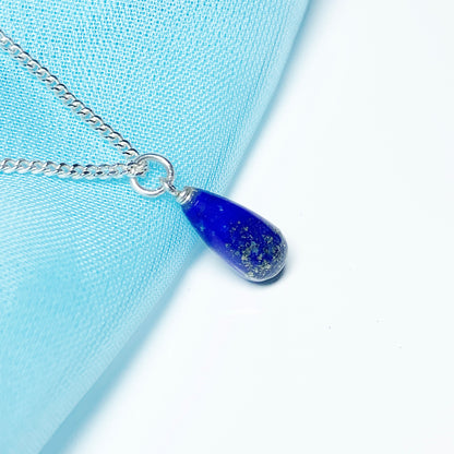 Small Lapis Lazuli Peardrop Sterling Silver Necklace