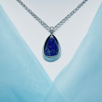 Lapis Lazuli Pear Shaped Sterling Silver Necklace