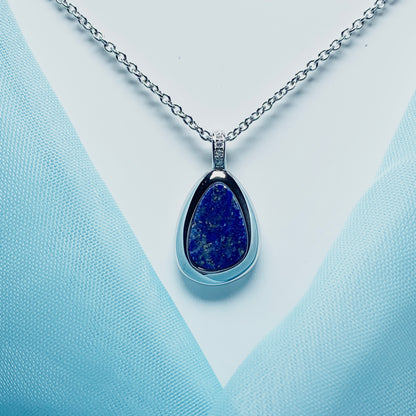 Lapis Lazuli Pear Shaped Sterling Silver Necklace