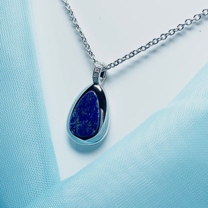 Lapis Lazuli Pear Shaped Sterling Silver Necklace