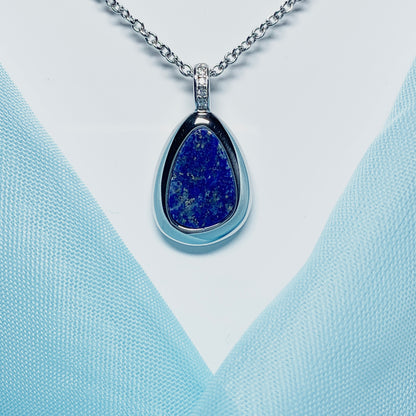 Lapis Lazuli Pear Shaped Sterling Silver Necklace