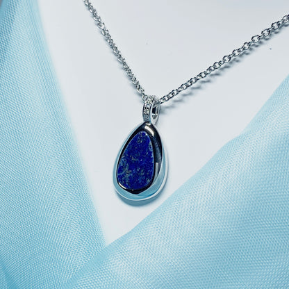 Lapis Lazuli Pear Shaped Sterling Silver Necklace