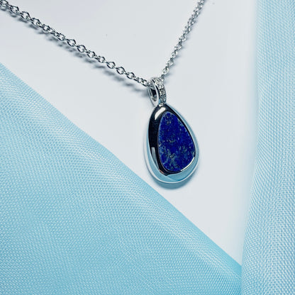 Lapis Lazuli Pear Shaped Sterling Silver Necklace