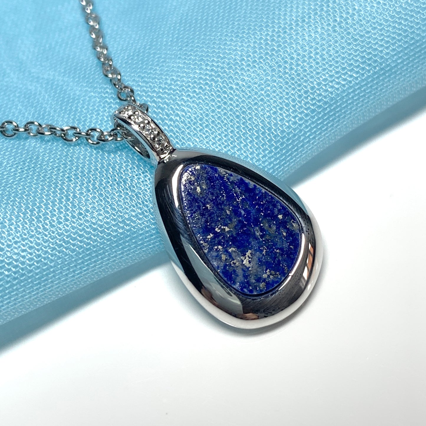 Lapis Lazuli Pear Shaped Sterling Silver Necklace