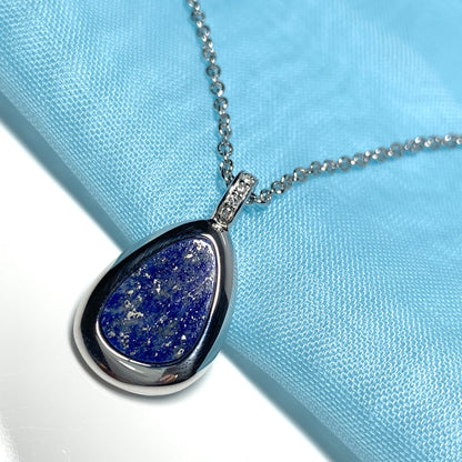 Lapis Lazuli Pear Shaped Sterling Silver Necklace