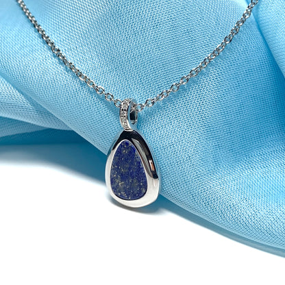 Lapis Lazuli Pear Shaped Sterling Silver Necklace