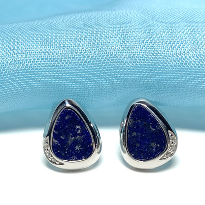 Lapis Lazuli Pear Drop Sterling Silver Stud Earrings