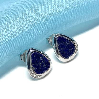 Lapis Lazuli Pear Drop Sterling Silver Stud Earrings