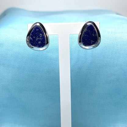 Lapis Lazuli Pear Drop Sterling Silver Stud Earrings