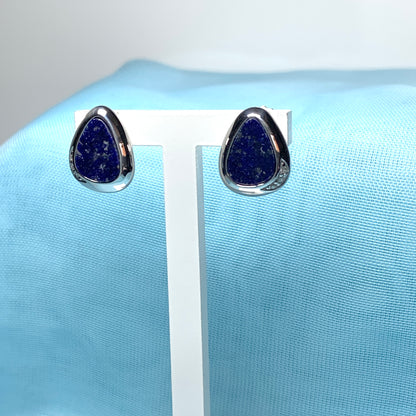 Lapis Lazuli Pear Drop Sterling Silver Stud Earrings