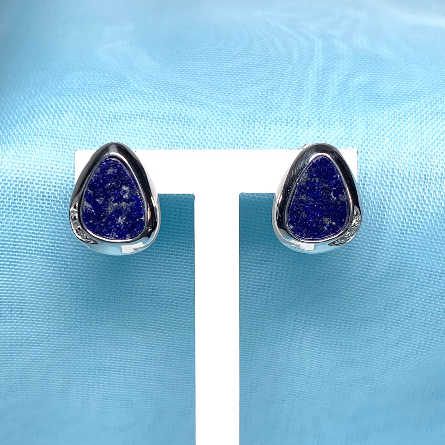 Lapis Lazuli Pear Drop Sterling Silver Stud Earrings