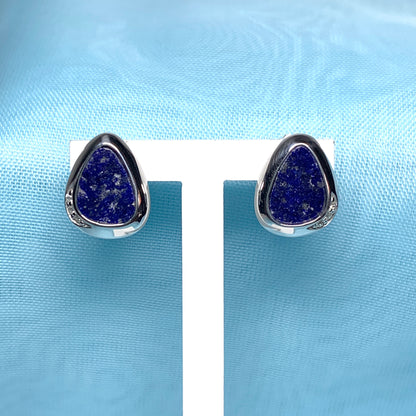 Lapis Lazuli Pear Drop Sterling Silver Stud Earrings