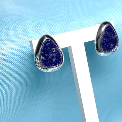 Lapis Lazuli Pear Drop Sterling Silver Stud Earrings