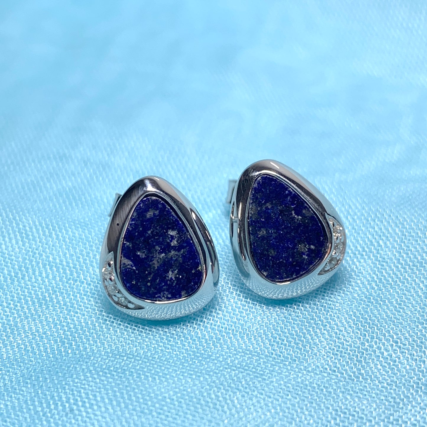 Lapis Lazuli Pear Drop Sterling Silver Stud Earrings