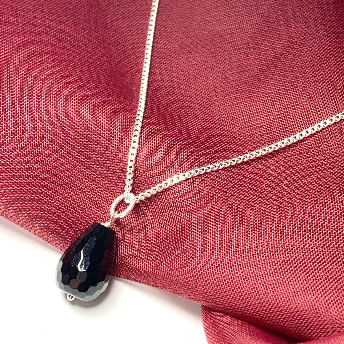Tear Drop Silver Pear Shaped Onyx Necklace Pendent