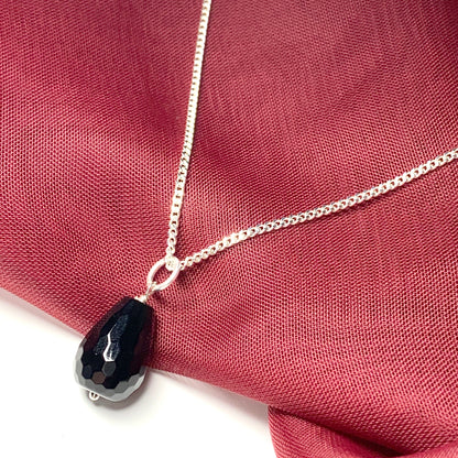 Tear Drop Silver Pear Shaped Onyx Necklace Pendant