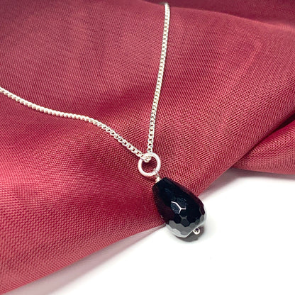 Tear Drop Silver Pear Shaped Onyx Necklace Pendant