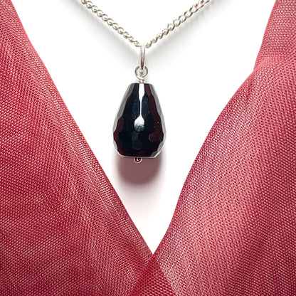 Tear Drop Silver Pear Shaped Onyx Necklace Pendant