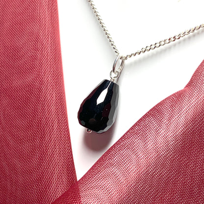 Tear Drop Silver Pear Shaped Onyx Necklace Pendant