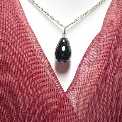 Tear Drop Silver Pear Shaped Onyx Necklace Pendant