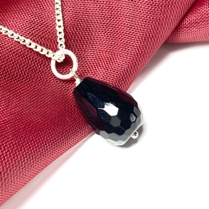 Tear Drop Silver Pear Shaped Onyx Necklace Pendant